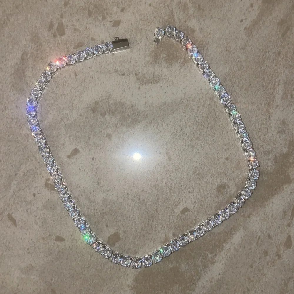 6mm round cubic zirconia tennis necklace 16”